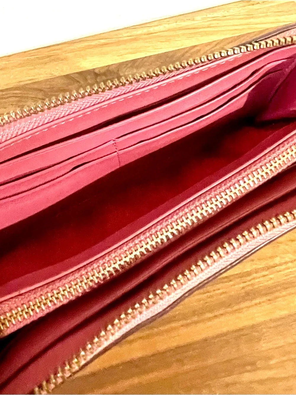 Coach Pink Leather Zip Around Wallet Organizer Card Holder Quiet Luxury Preppy